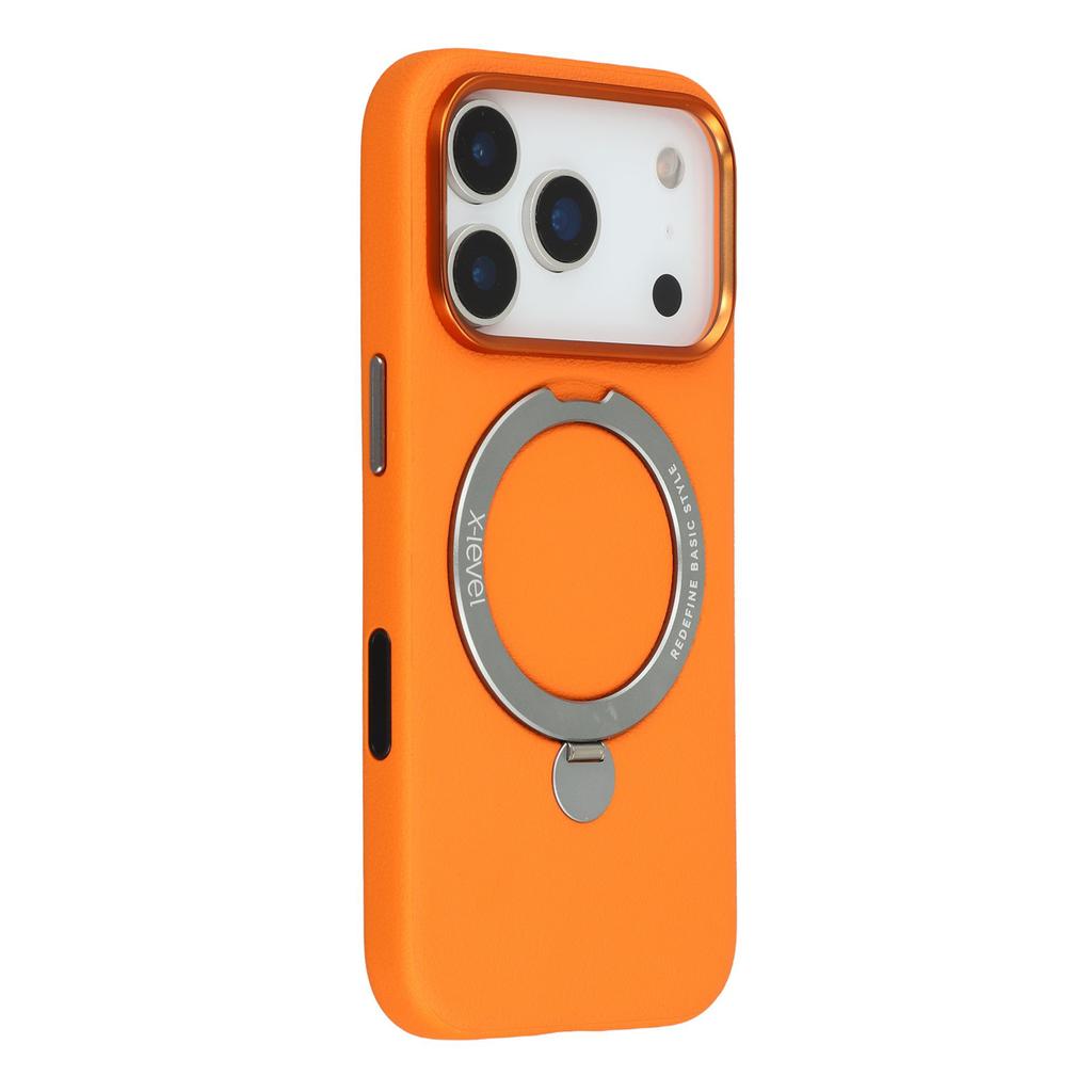 X-LEVEL For iPhone 17 Pro Magnetic Case Kickstand PC + PU Phone Back Cover