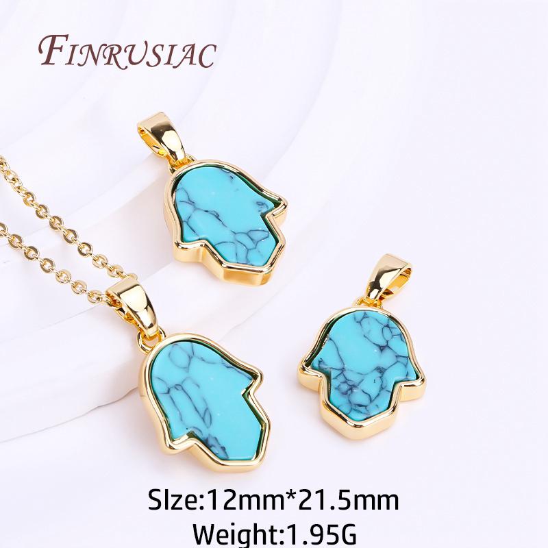 18K Real Gold Plated Turquoise Geometry Pendants For Necklace Making,High Quality Connector Pendants DIY Accessories Wholesale