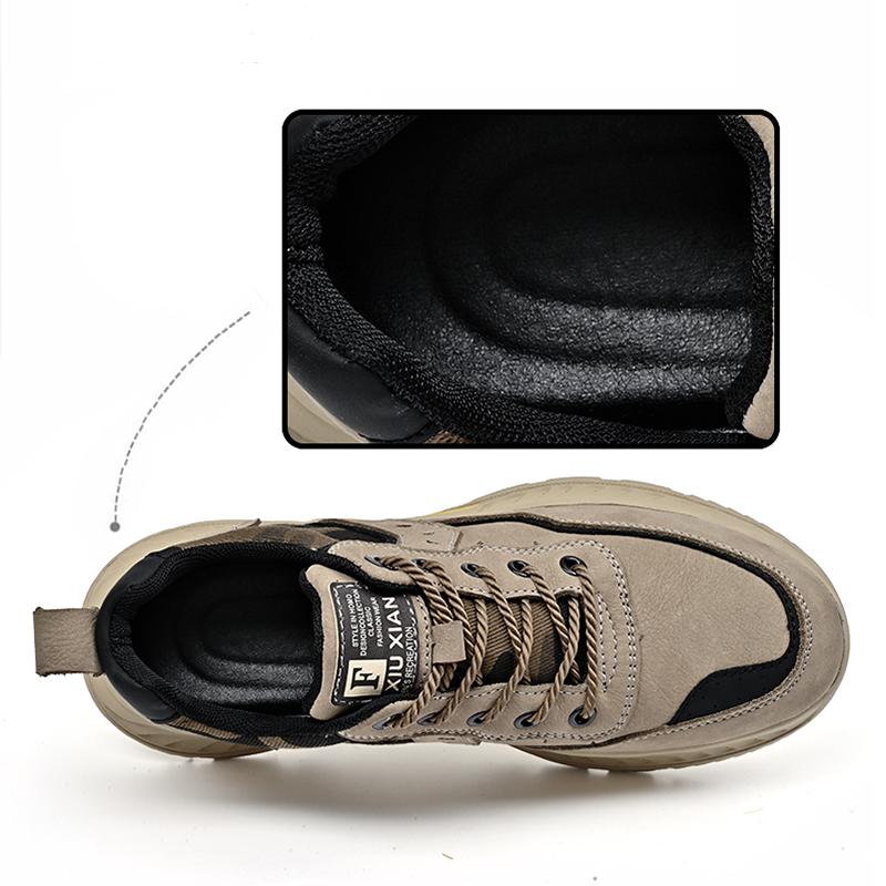 Niedrig geschnittene Outdoor-Wander-Freizeitschuhe für Herren aus Rindsleder