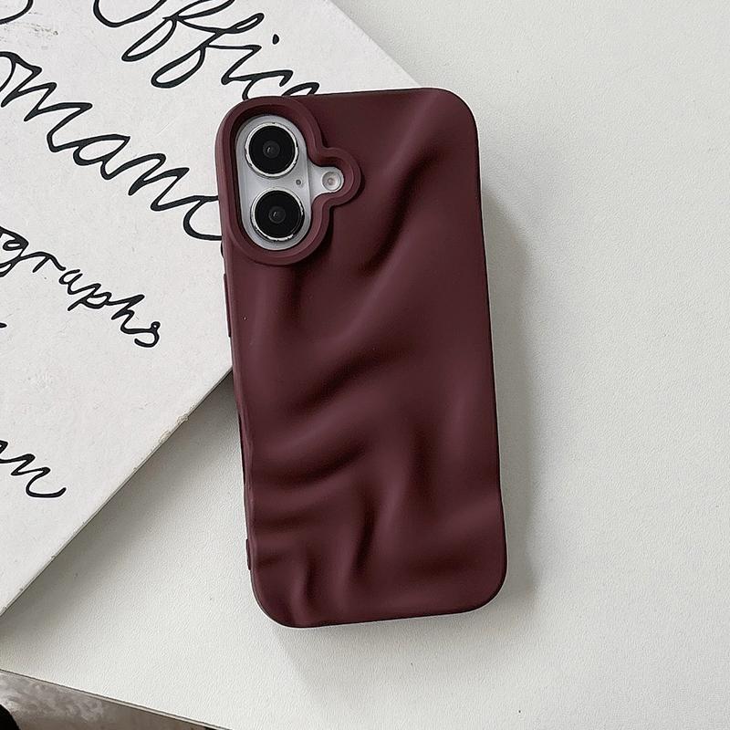 Stilvolle Weinrote Unregelmäßige Wasserwellen 3D Handyhülle Für Für Iphone 17 Air 16 1 14 13 12 11 Pro Max Weiche Silikon-Rückseite