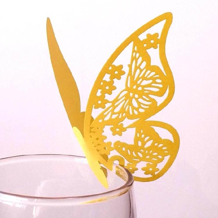 Place Card Butterfly 100pcs Name Wine Glass Cup Glass High Feet Cup Decoration