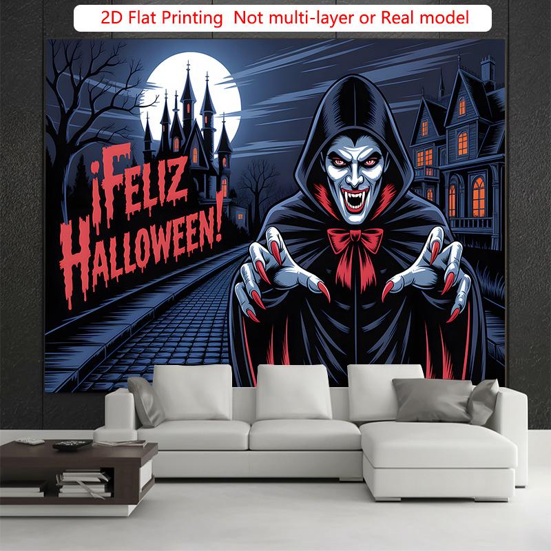 Party Backdrop Halloween Castle Flat Gothic Vampire Spooky Hanging Parties Round Photo Booth Decor Party Decor
