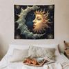 Sun and Moon Tapestry Psychedelic Mystical Floral Tapestry Hippie Bohemian Floral Plant Wall Hanging Vintage Aesthetic Tapestry