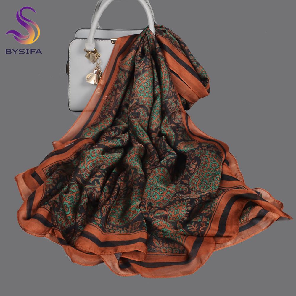 Light Green Silk Scarf Ladies Spring Fall Winter Floral Large Size Long Scarves Wraps Summer Beach Shawl Cover-ups