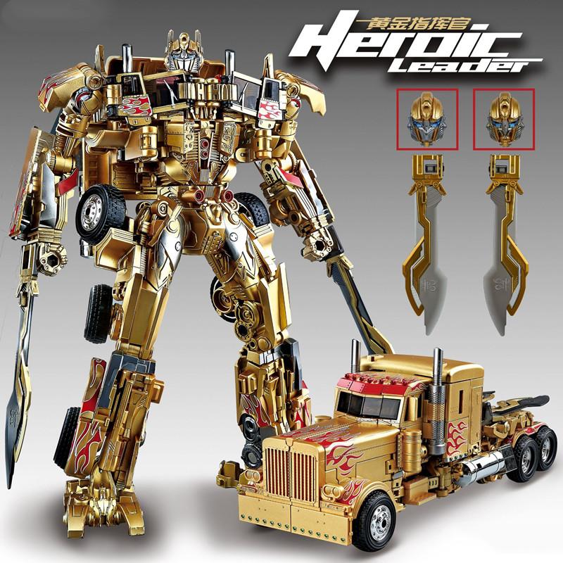 Non-Toxic 28Cm Transformation Robot Toys Gold Optimus Prime Bumblebee Action Figure Partial Alloy Commander Toys Truck Car Children'S Gift