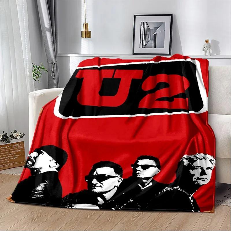 U2 Rock Bang Bono 3D Tisková deka, Měkká přehozová deka pro domácnost Ložnici Postel Pohovku Piknik Cestování Kancelář Krycí deka na odpočinek Děti