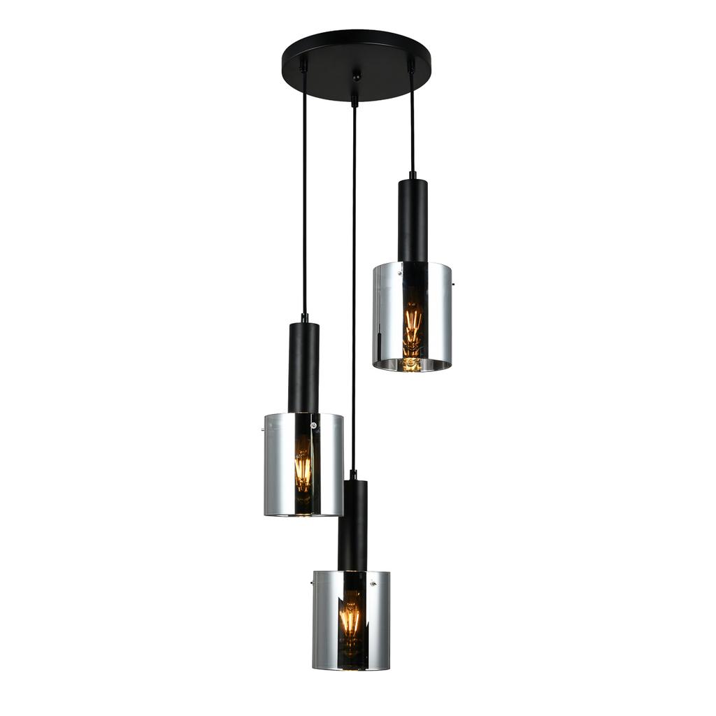 Lampa Wisząca Sardo 3 E27 Czarny Italux Pnd-5581-3A-Bk+Sg