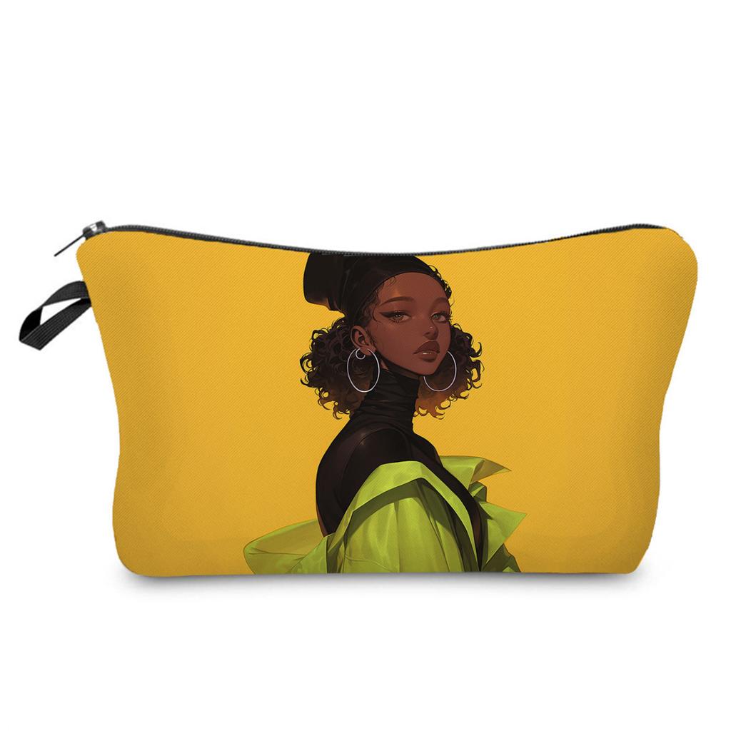 Women Dirty Braided Black Girl Print Cosmetic Bag Toiletries Organize Travel Storage Case 6848