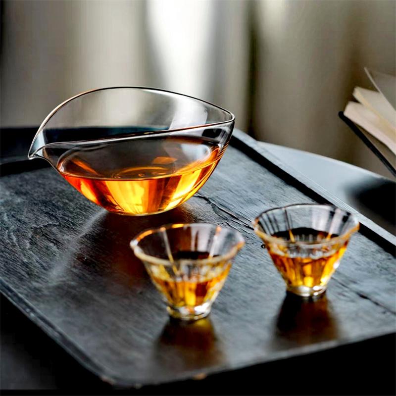 200ml Japanese Style Skiff Boat Heat-resistant High Borosilicate Glass Tea Cup Fair Mug Tea Pitcher Kung Fu Tea Set Puer Teacup