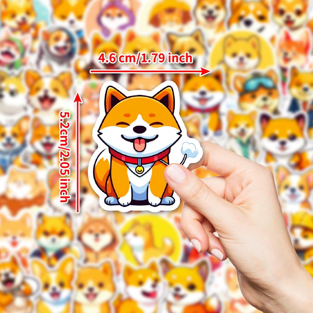 50 Cute Cartoon Stickers of Shiba Inu and Puppies, Super Adorable Dog Suitcase Decoration Stickers