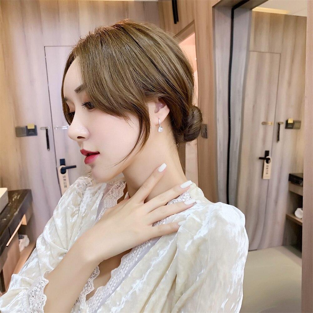 New Women Earring Pendant 925 Silver Four Claw Moissanite Micro -Inlaid Zircon A Pair Piercing Hoops Earrings Jewelry Gift