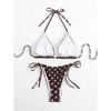 Sexy Polka Dot Print Micro Mini Bikinis Sets Two Pieces Halter Tie Swimsuits Beachwear Bathing Suit Swimwear Biquini Tankini