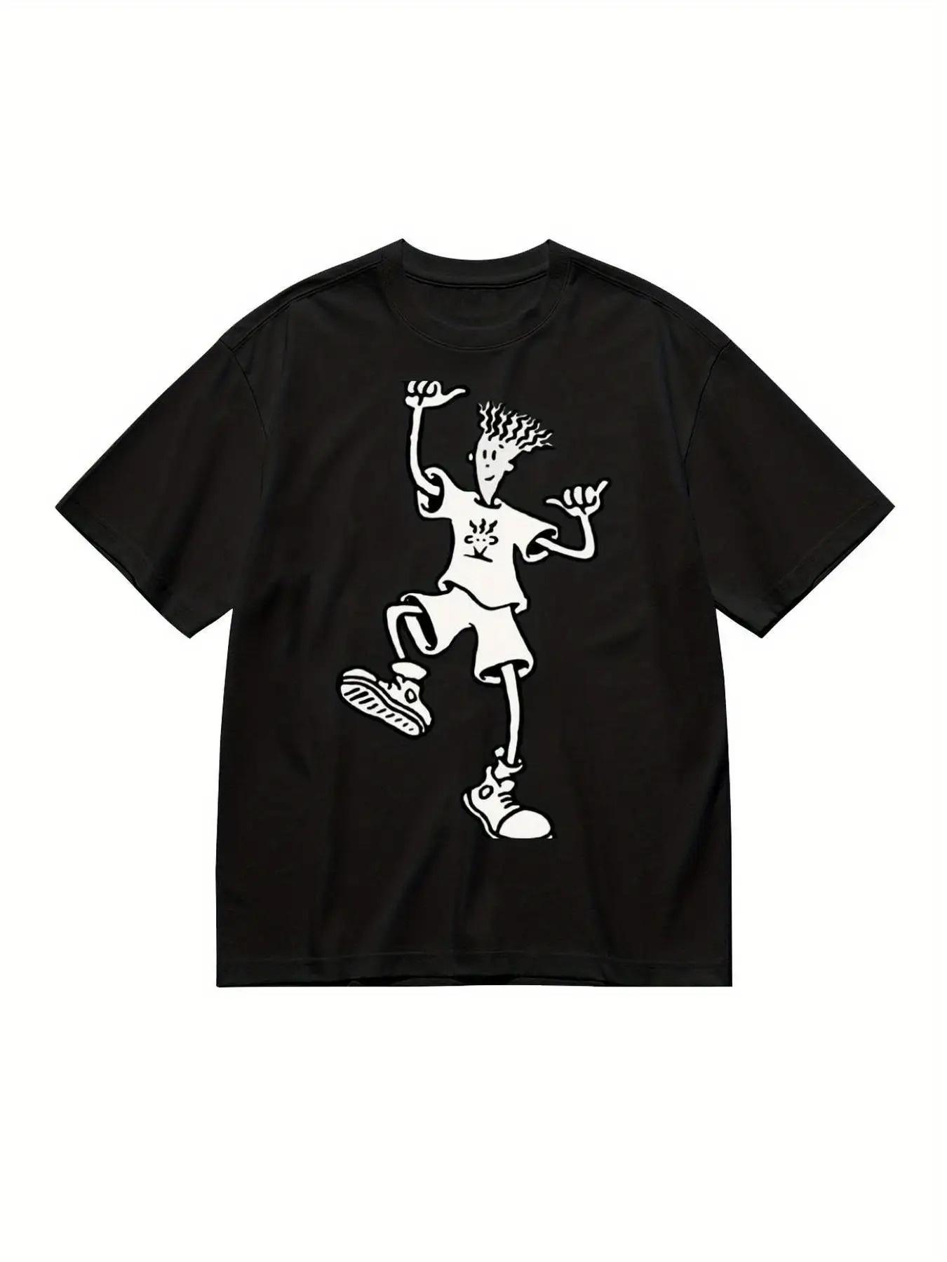 Мужская оверсайз футболка - Черная футболка с узором, разработанная Fido Dido L