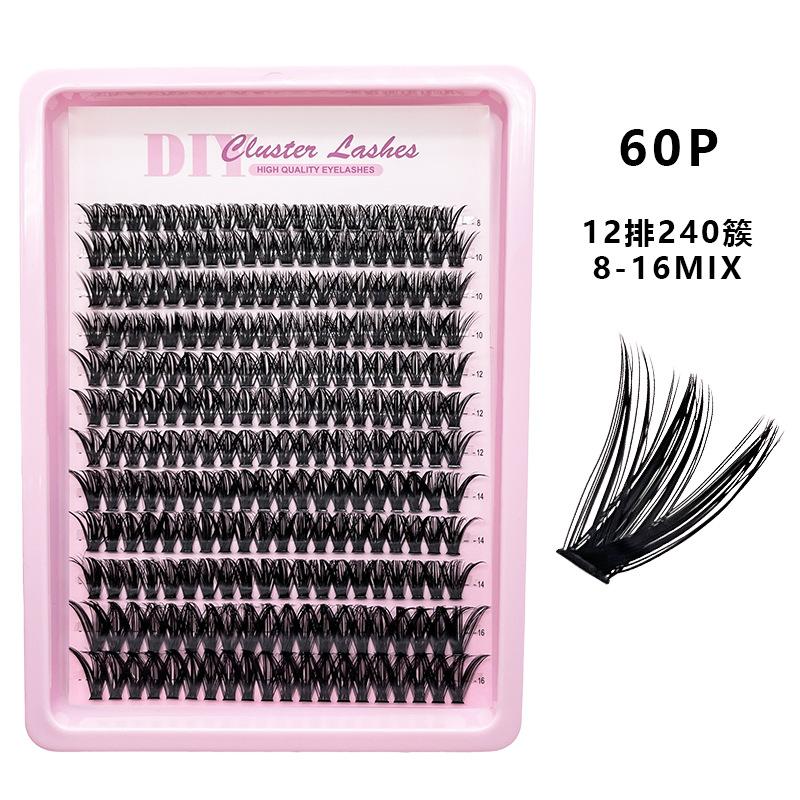 Flat False Eyelashes Stable Segmented Hairs 30P40P50P60P80P14 Rows Curled