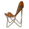 Recliner Folding Tan Brown Leather Butterfly Chair - Comfortable Arm Rest Relaxing Butterfly Chair - with Golden Powder Coated Iron Stand