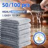 50/100 Pcs Gray Microfiber Cleaning Cloth Set - Soft & Absorbent - Perfect for Home, Office, Car Washing, Glass