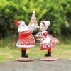 Creative Gingerbreads Santa Couple Christmas Sculptures Resins Tabletop Accent Ornament for Holiday Parties Celebration