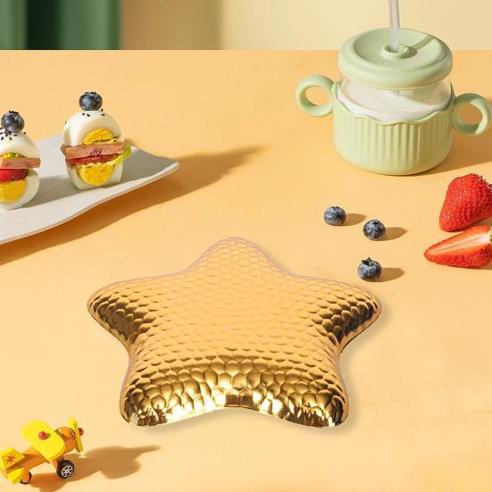 Creative Star-Shaped Metal Dessert Tray Small Appetizer Plate for Cake Fruit Snacks Multi-functional Retro Dinnerware for Party Picnic