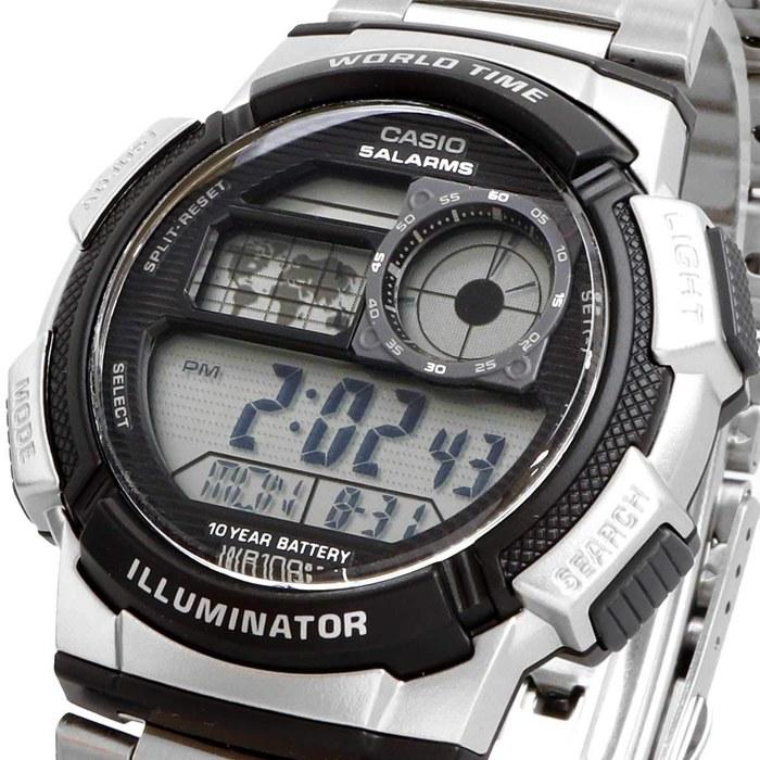 Casio Dünya Saati Dijital Erkek Kol Saati AE-1000WD-1AV (Gümüş Metal Kayış)