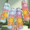 1PC Here Comes The Sun Letter Print 750ml Color Plastic Sports Water Bottle Leakproof Flip Straw Lid Suitable for Sports Office Home Use