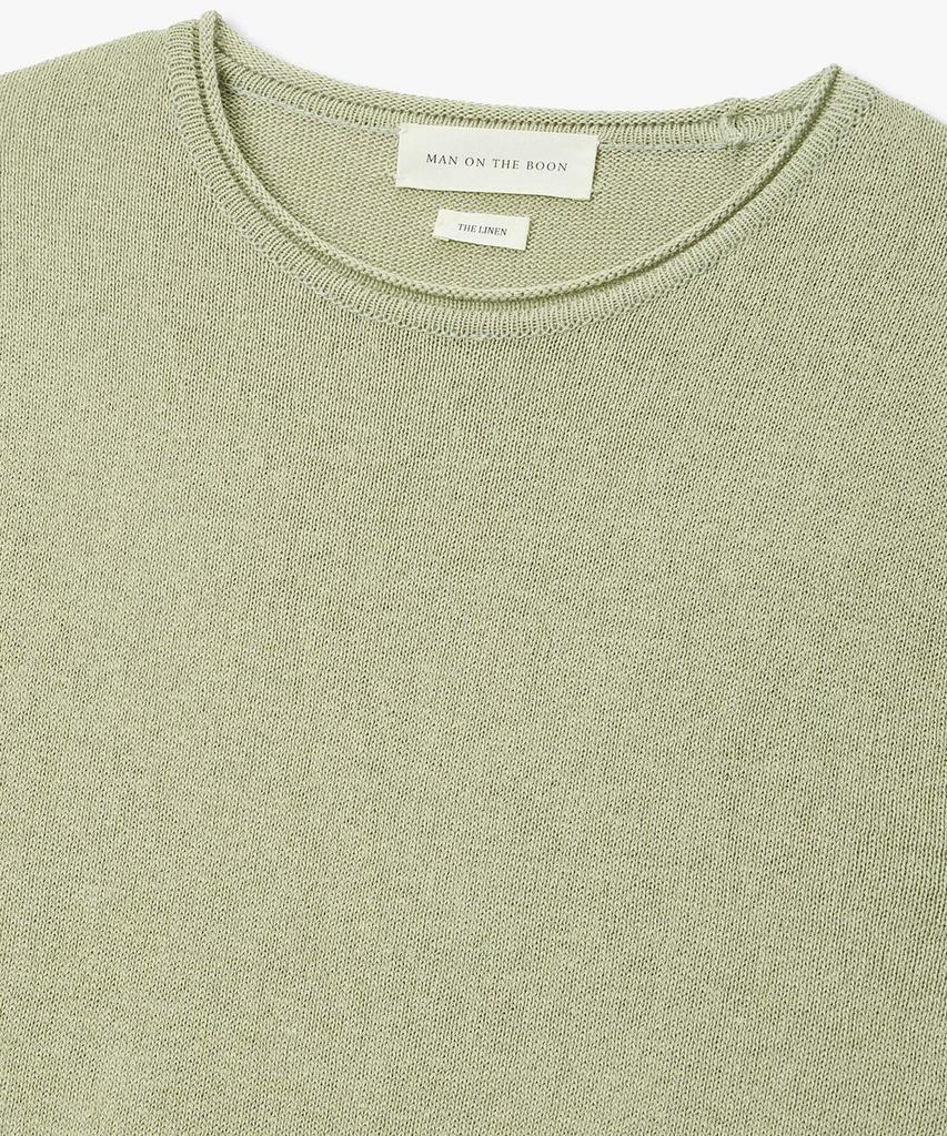 MAN ON THE BOON Rolled Edge Linen Blend Knit_Light Green 4716113015