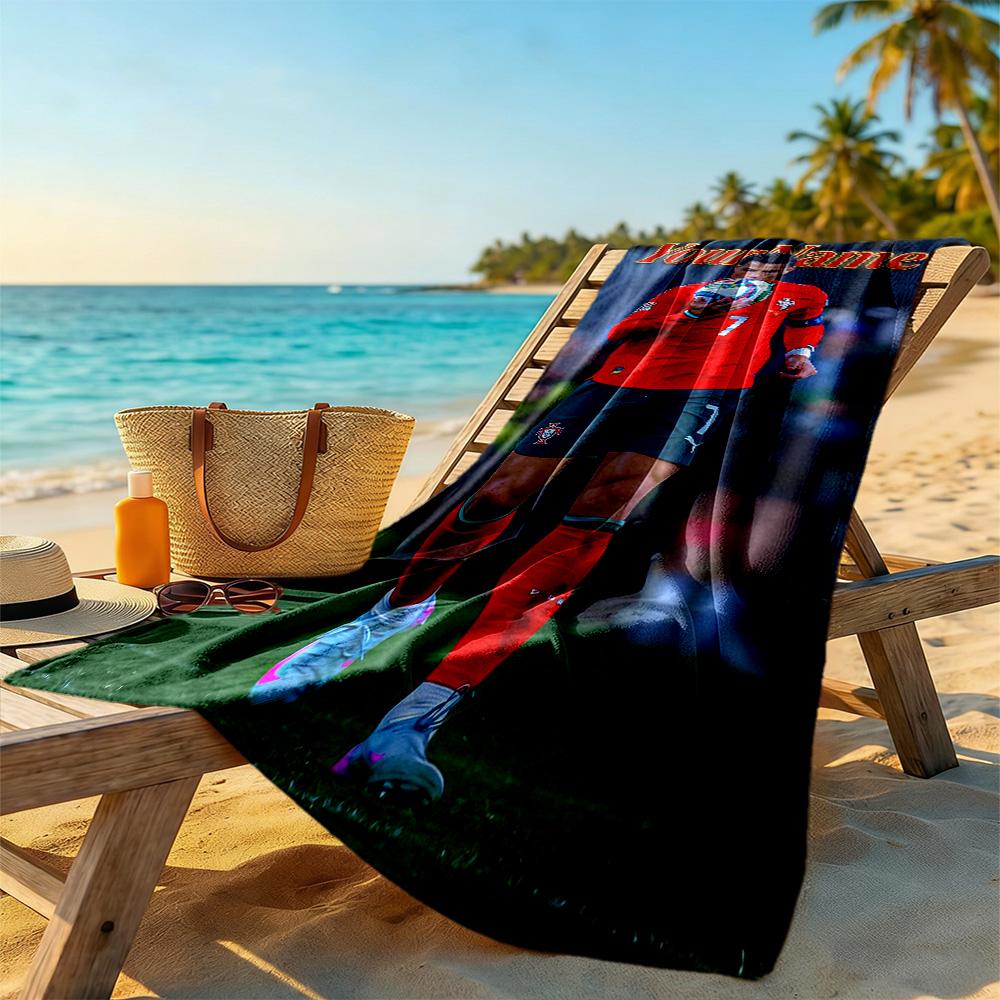 Cristiano Ronaldo Customizable Name Beach Towel Soft Durable Quick-Dry Portable for SwimmingBeachCamping Travel Beach AccessoriesGym