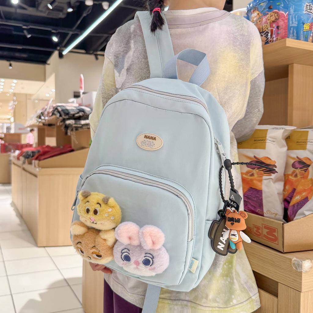 Schoolbag fog sweet waxy doll sweet and cute backpack kindergarten middle and large class bag spring outing research light small backpack