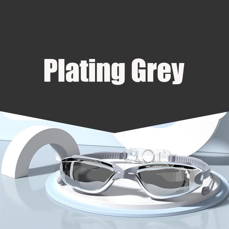 -1.5~-8.0 Adult Myopia Swimming Goggles Waterproof Anti-fog HD Transparent Electroplated Large Frame With Earplugs