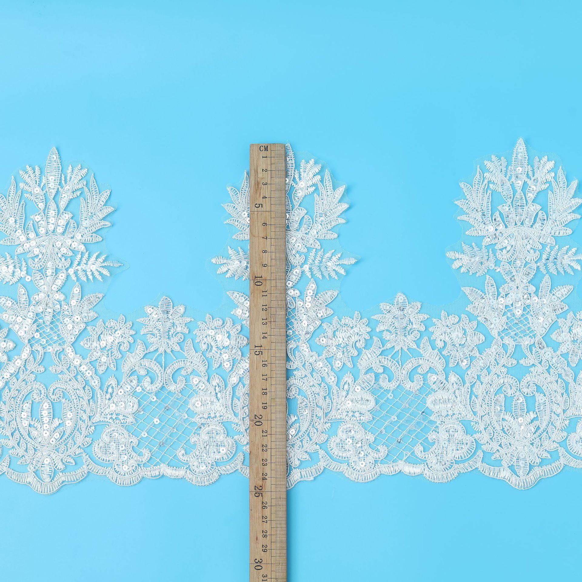 

Кружево из костей автомобиля, Детская одежда, Свадебное платье, Фата, Юбка, Аксессуары для украшения одежды 25 см White/crystal piece/width 25CM