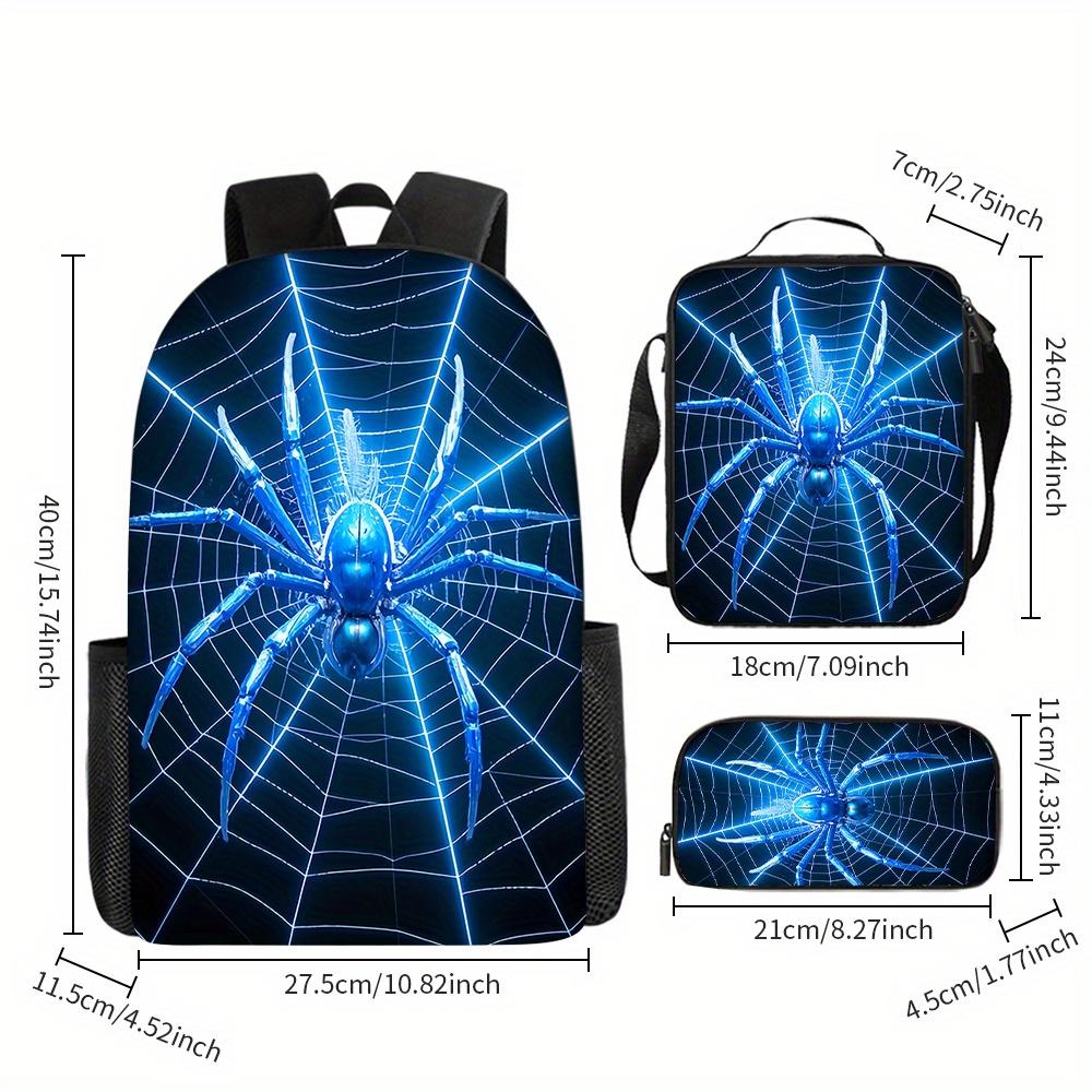 3pcs Spider Pattern Backpack Large Capacity Backpack Messenger Bag Pencil Case Perfect Gift