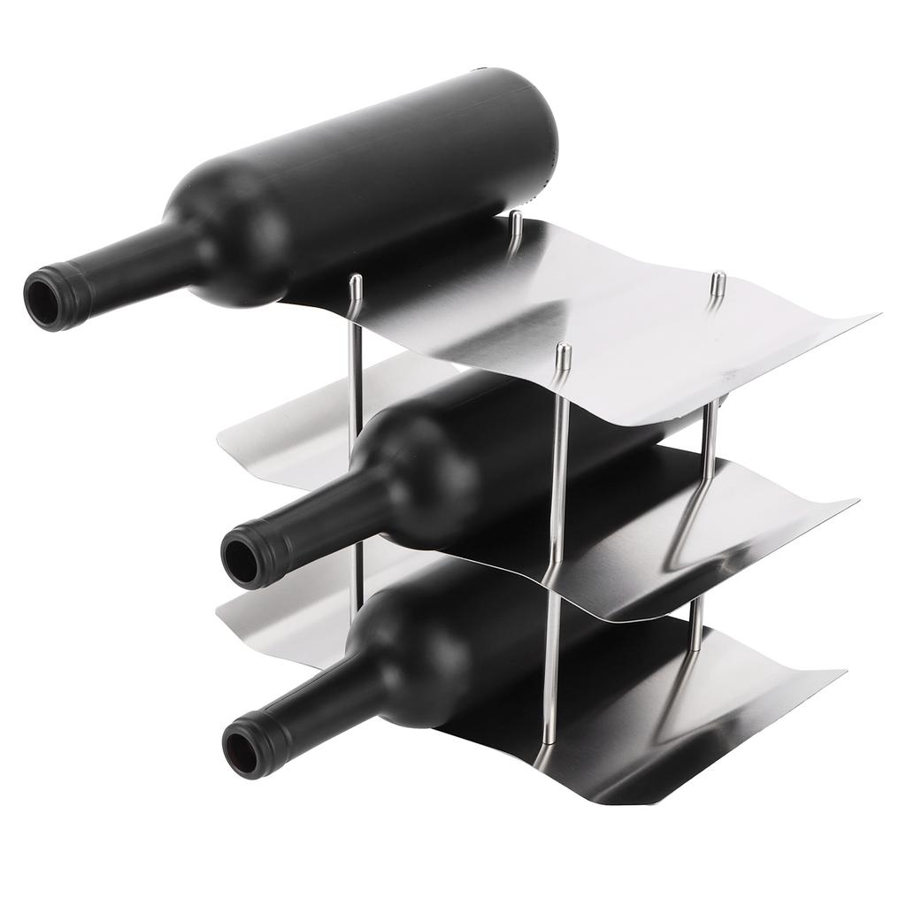 3‑Tier Stainless Steel Wine Rack Freestanding Wavy Wine Holder Display Shelf Kitchen Accessories