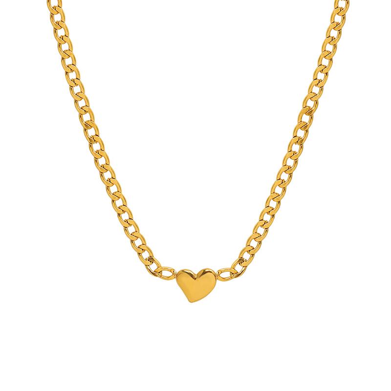 18K Gold Clavicle Chain Pendant Necklace - Trendy European & American Titanium Steel Jewelry for Women