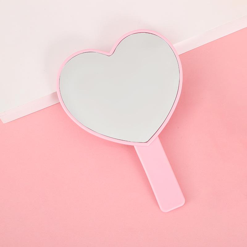 Heart-Shaped Peach Handle Mirror: Cute Handheld Makeup Mirror for Girls, Single-Sided Small Gift