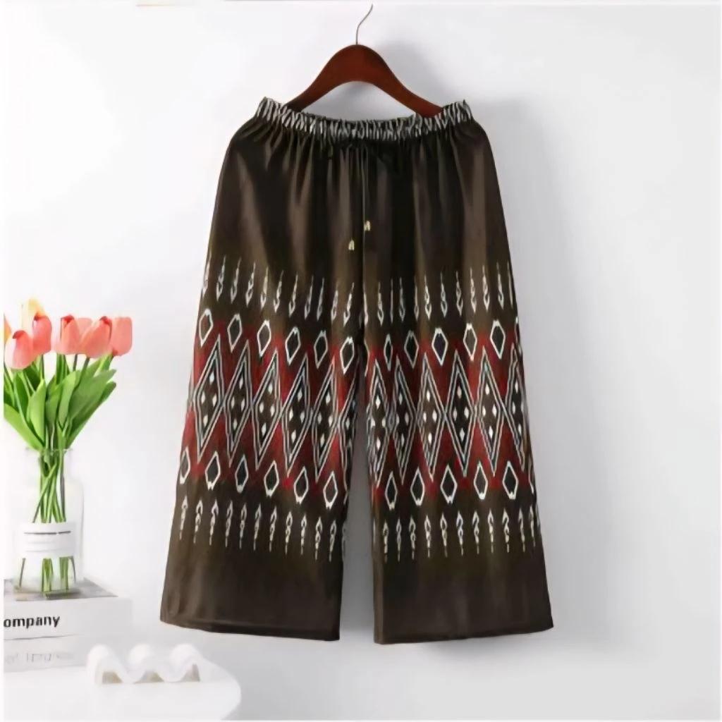 Long Loose Leg Elephant Pants Adjustable Elastic Waistband Strap Women Men Unisex Print Thailand Casual Streetwear Beach Summer Bohemian Retro Vintage