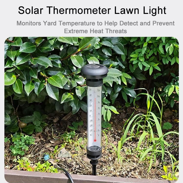 Solar Lawn Lamp Thermometer Needle Shaped Temperature Measurement Waterproof Landscape Lighting for Garden Courtyard Decoration