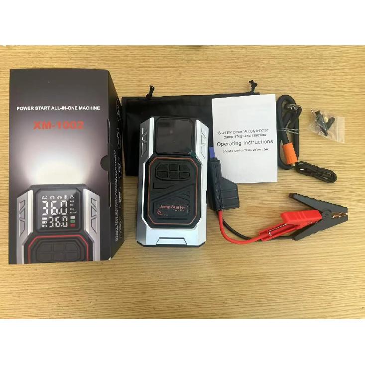 Latest Model High-Capacity Car Emergency Jump Starter with Built-in Tire Inflator, Portable Wireless Electric Air Pump