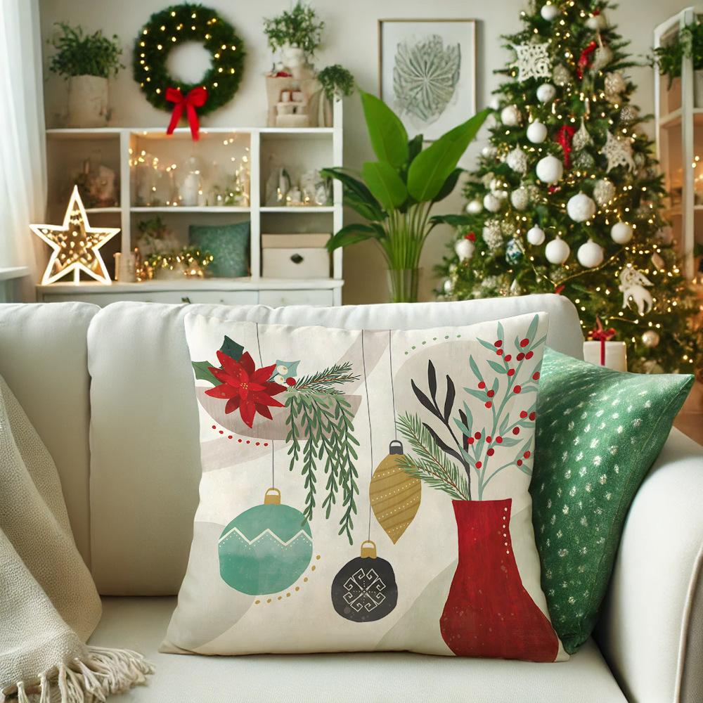 1pcs Classic Santa Claus Series Cushion Pillow Cover Fashion Christmas Theme Snowman Pattern Pillowcase For Home Sofa Decoration