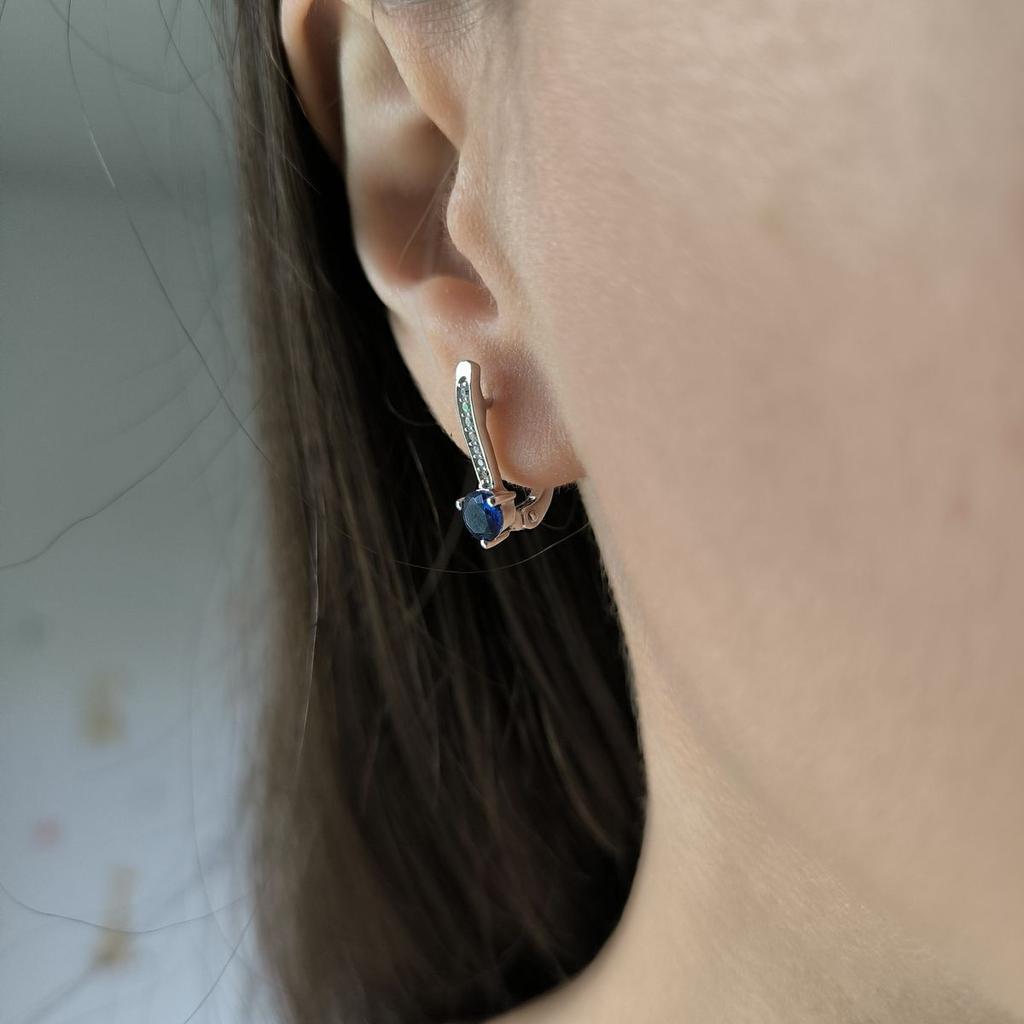 Silver Earrings with Nano Sapphire 2.917ct (2189060)