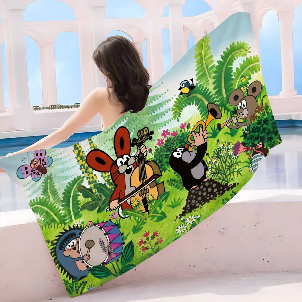 

M-Mole K-Krtek Cartoon Microfiber Printed Beach Towel Mountain Climbing Yoga Beach Swimming Running Absorbent Soft Towel W30*H60(CM)