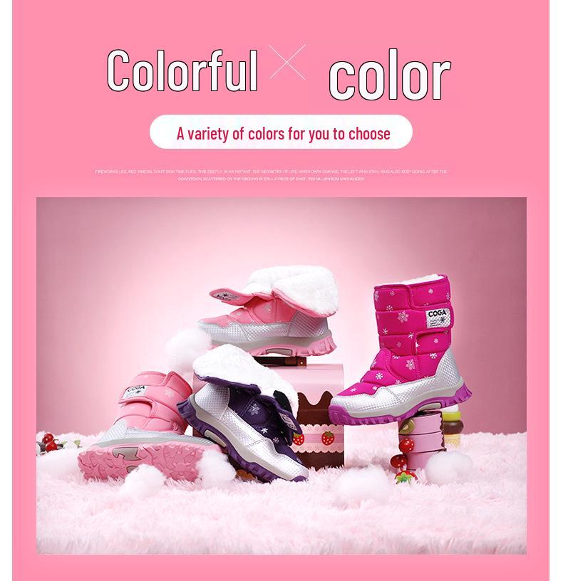 2025 Thickened Kids' Snow Boots: Warm Cotton, Winter Style, Plus Velvet for Boys & Girls