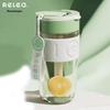 RELEA Glass Water Bottle with Straw and Dual Lids
