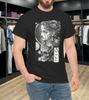 Men's and Women's T-shirts Surreal Floral Skull Goddess Art Nouveau Black