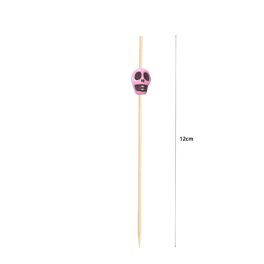 100pcs Smooth Surface Skull Bamboo Stick Natural Material Cocktail Sticks Toothpick  Thanksgiving