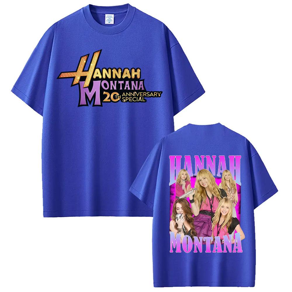 Pop Star Hannah Montana 20 Years Anniversary Fashion T Shirts Men Women Summer Tops Vintage Oversized Cotton Tshirts Streetwear