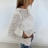 Spice girl beads fishing net new product hollow sexy front and rear can wear swinging collar long sleeves, top