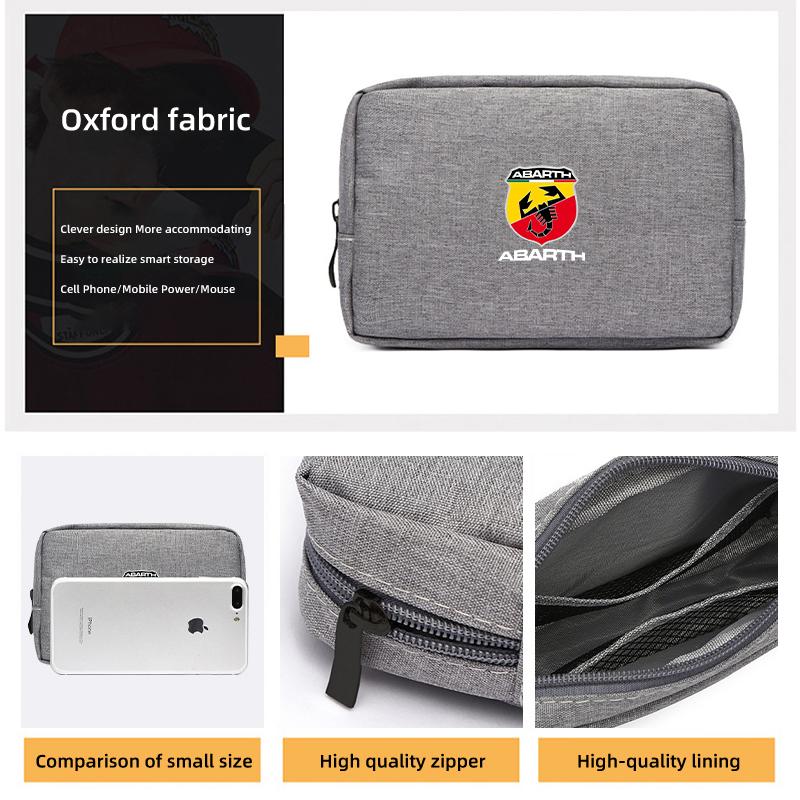 Car Data Cable Charger Portable Hard Disk Organizer Storage Bag For Abarth Freemont Strada 500x Grande Punto Ducato Stilo Palio