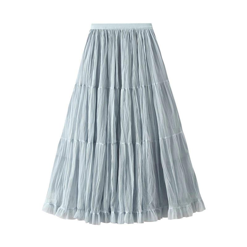 Gonne in Tulle da Donna A Line Fairy a Strati Midi Vita Alta Elastica Gonna Lunga Stratificata Fluida Svasata Tutù Gonna da Donna in Rete Vita Alta Maxi Gonne