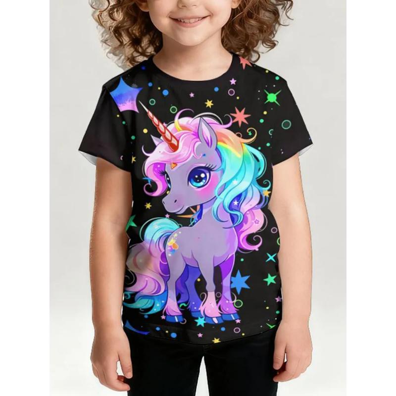 Fashion Children's Clothing Crew Neck Short Sleeve 3D Casual Color Printing Casual Short Sleeve Crew Neck T-Shirt
