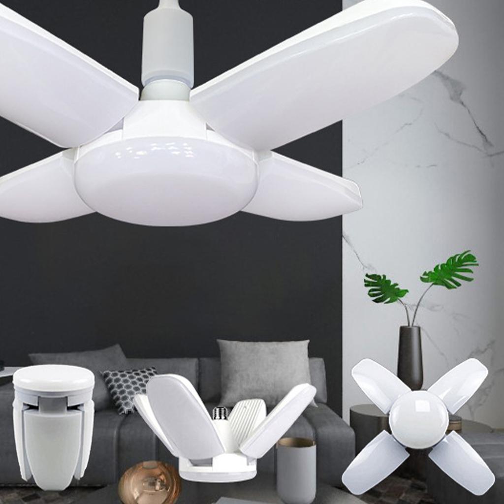 Folding LED Bulb, E27 Ceiling Fan Lamp, 3600 Lumen, 360° Lighting, 90 Degrees Adjustable 80W 6500K Energy Saving Super Bright For Living Room, Garage