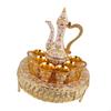 Elegant European Metal Barwares Set With Florals Embossed Decanter Tray and Glasses for Home Entertaining B03E